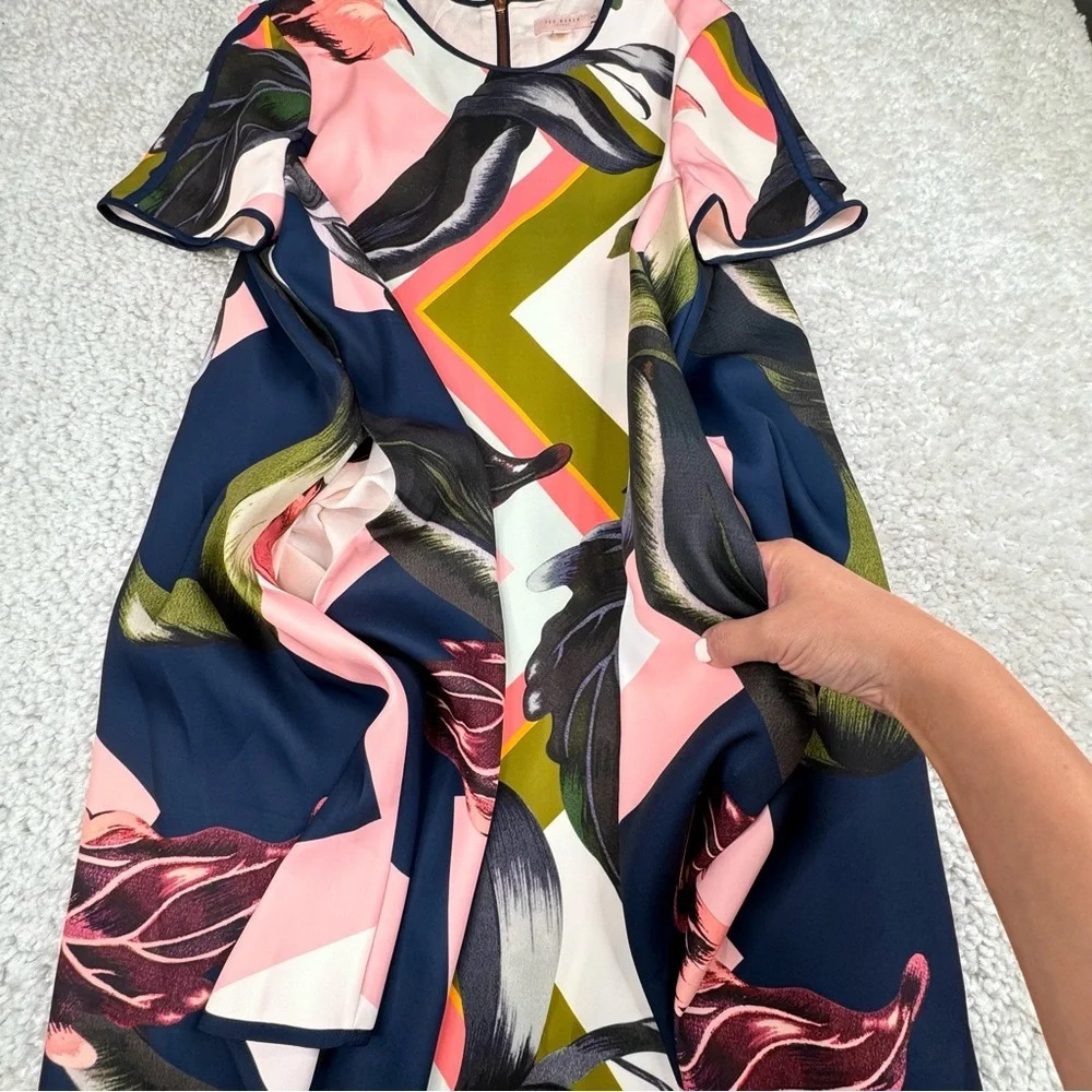 Ted Baker Ariena Swing Dress Floral Garden Wedding Guest cruise boho. US 12 - Picture 12 of 16